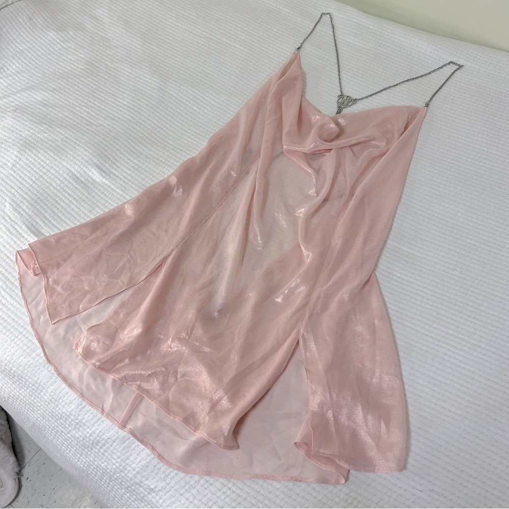 NWOT Pink Shiny Babydoll Slip
